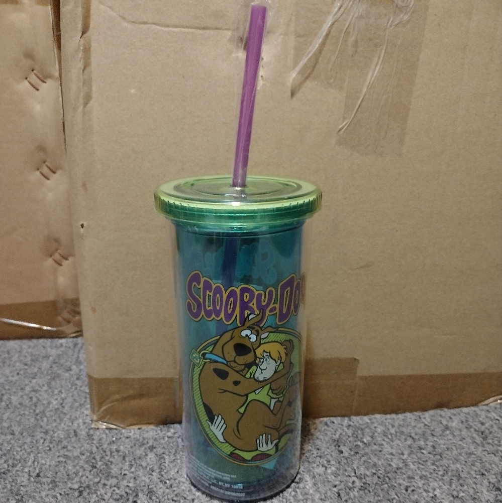 Scooby-Doo Double-Wall BPA Free Plastic Tumbler With Lid & Straw 20 OZ